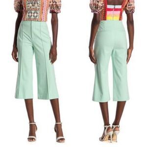 NWT Alice + Olivia Dylan Clean Lined High-Waist Wide-Leg Pants Mint Green Size 4